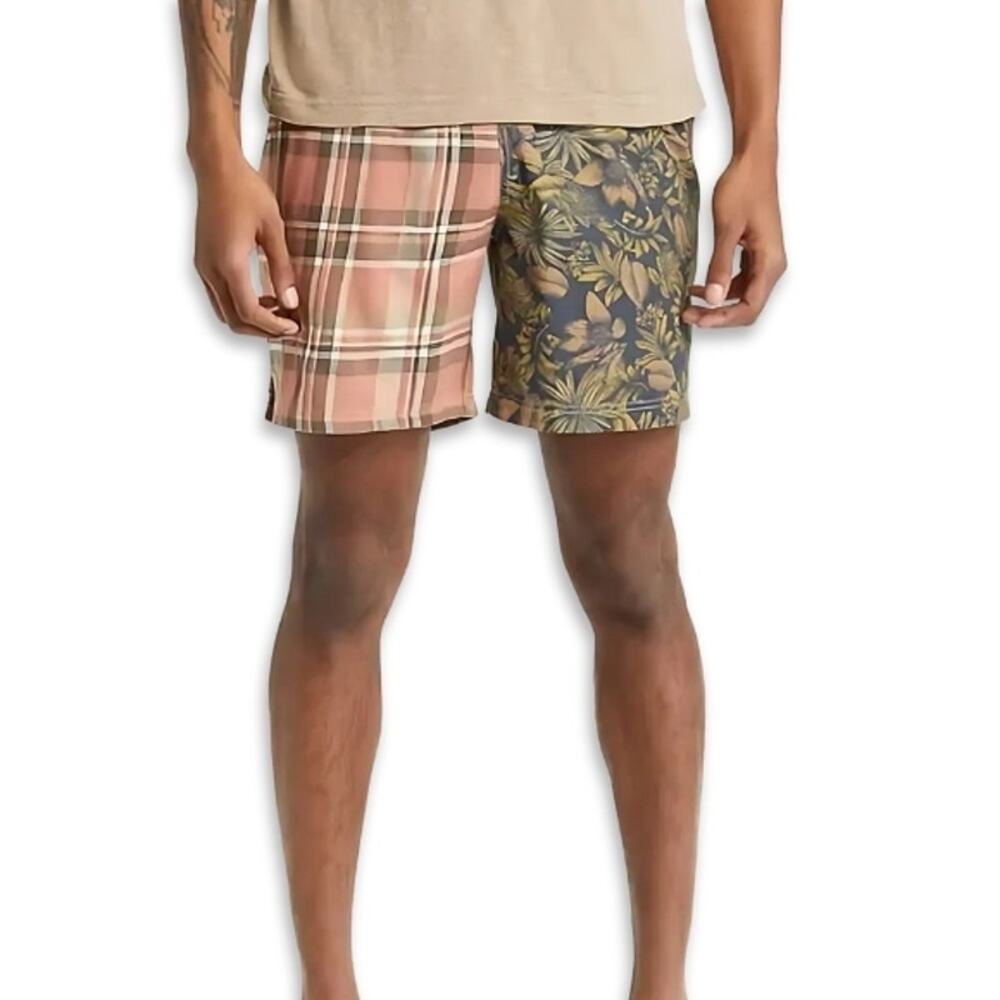 BP. Shorts Plaid Floral Design Adjustable Drawstring Soft Multicolor Men's L NWT